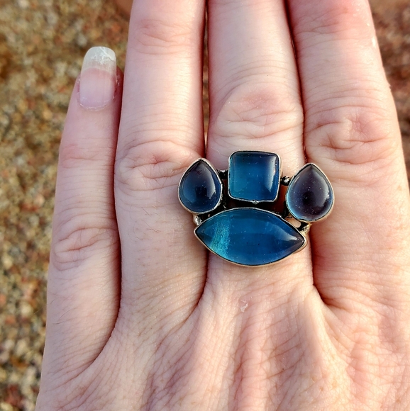 New Dichroic Glass 925 Silver Ring. - Picture 12 of 12